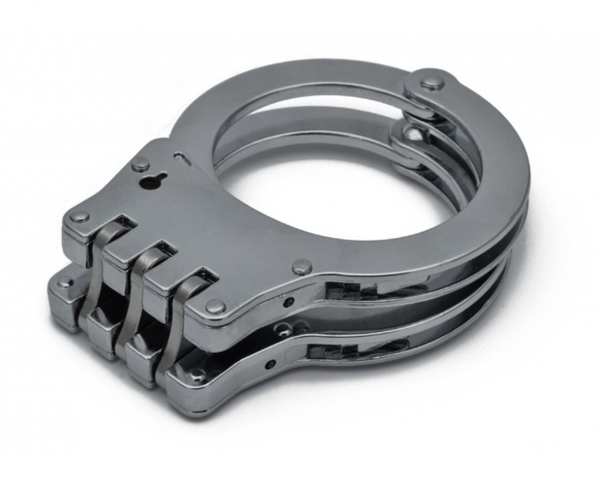 Silver POLICE Handcuffs Professional Double Lock Heavy Duty Metal Steel 