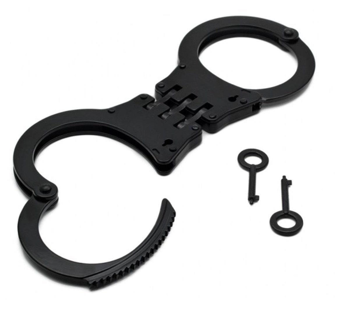 Professional 3 Hinged Steel Handcuffs Black Type Police Use DOUBLE LOCK 