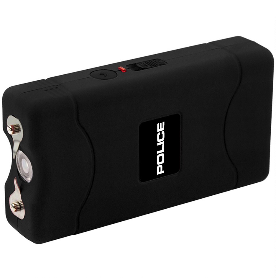 Mini Stun Gun POLICE 800 Rechargeable With LED Flashlight Black