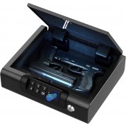 POLICE Gun Safe, Biometric Gun Safe for Pistols 3-Ways unlock Safe Fingerprint Digital PIN Key Unlock with Voice, Gun lock box
