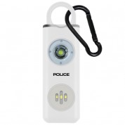 POLICE Personal Alarm Keychain for Women – 130dB Siren Alarm, LED Flashlight with Strobe Light Rechargeable - White