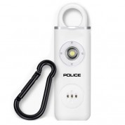 POLICE Personal Alarm Keychain for Women – 130dB Siren Alarm, LED Flashlight with Strobe Light Rechargeable - White