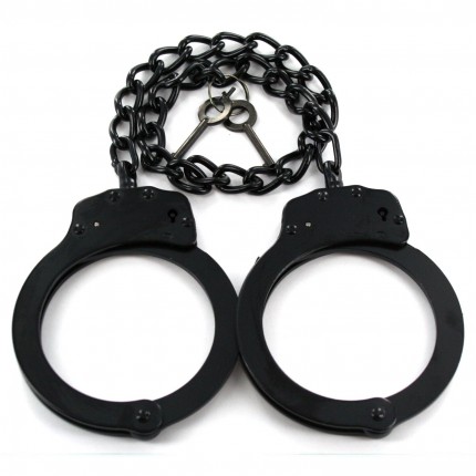 Professional Grade Handcuffs & Leg Cuffs - Stainless Steel - Black