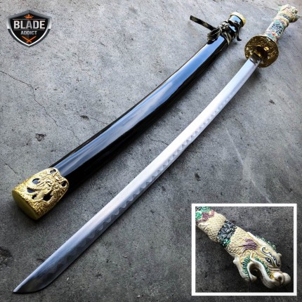 40" White Dragon NINJA Bushido SAMURAI KATANA Japanese Sword Carbon Steel Blade