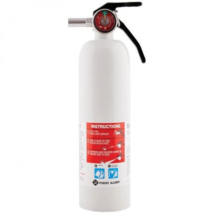 POLICE First Alert Fire Extinguisher FE5GR, Recreation Vehicle and Marine Fire Extinguisher Rechargeable, REC5 - White