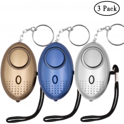 POLICE Personal Security Alarm, 3 Pack 145DB Keychain with LED Lights, Emergency Safety Alarm for Women, Men, Children, Elderly (3 Pack)
