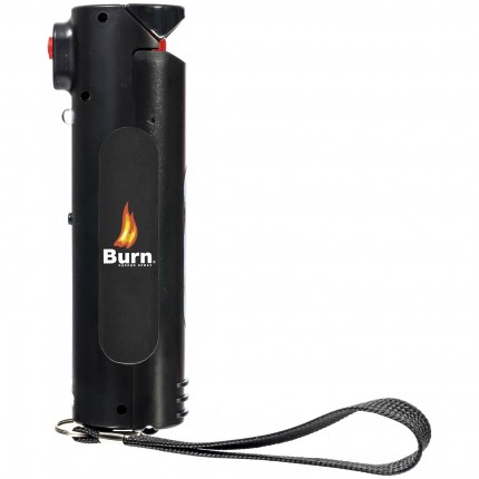 BURN Pepper Spray Self Defense, Built in 130dB Personal Safety Alarm and LED Flashlight Rechargeable, Black