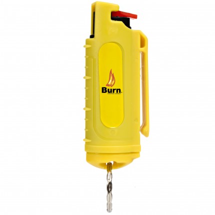 Burn Pepper Spray 1/2oz Self Defense Max Strength OC Spray in Security Keychain Case, Yellow