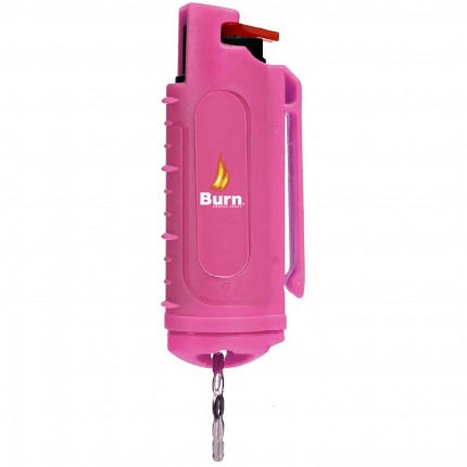 Burn Pepper Spray 1/2oz Self Defense Max Strength OC Spray Security Keychain Case Molded, Pink