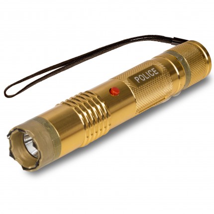 POLICE Stun Gun M12 - 53 Billion Metal Rechargeable with LED Tactical Flashlight, Gold