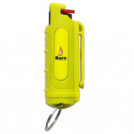 BURN 0.5 OZ PEPPER SPRAY KEYCHAIN IN HARD SHELL CASE - YELLOW