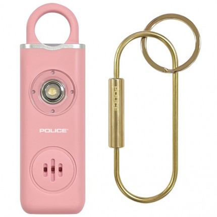 POLICE Personal Alarm Keychain for Women – 130dB Siren Alarm, LED Flashlight with Strobe Light Rechargeable - Pink