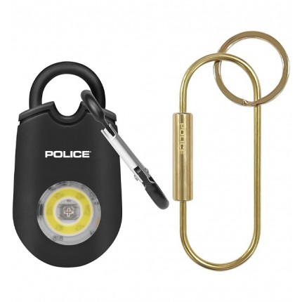 POLICE Personal Alarm Keychain for Women – 130dB Siren Alarm, LED Flashlight with Strobe Light Mini Safety Alarm - Black