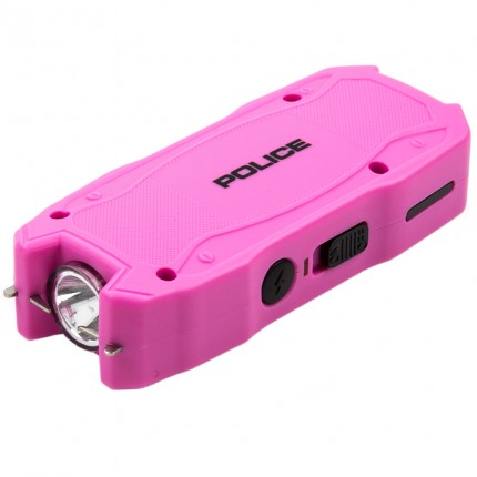 POLICE Stun Gun 1901 - Max Voltage Mini USB Rechargeable with LED Flashlight - Pink