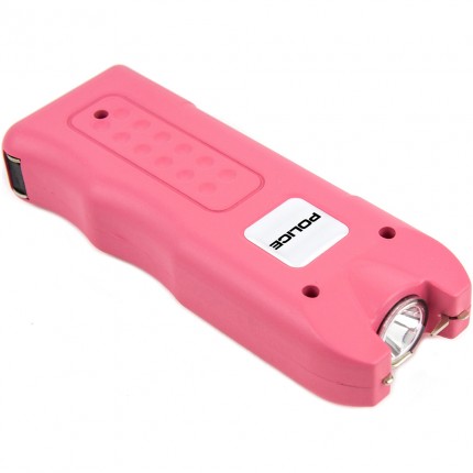 POLICE Stun Gun 628 - Max Volt Rechargeable With LED Flashlight and Siren Alarm - Pink