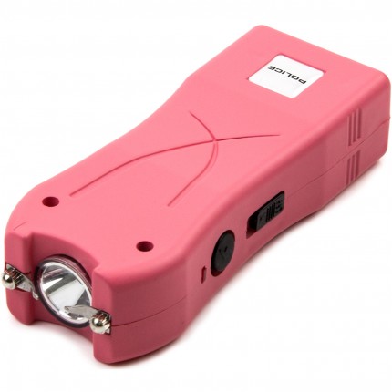 POLICE Stun Gun 398 - Max Voltage Mini Rechargeable With LED Flashlight - Pink