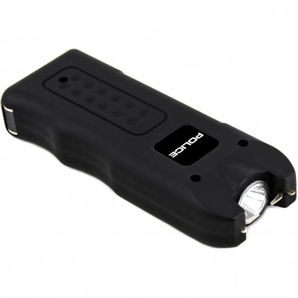 POLICE Stun Gun 628 - Max Volt Rechargeable With LED Flashlight and Siren Alarm - Black
